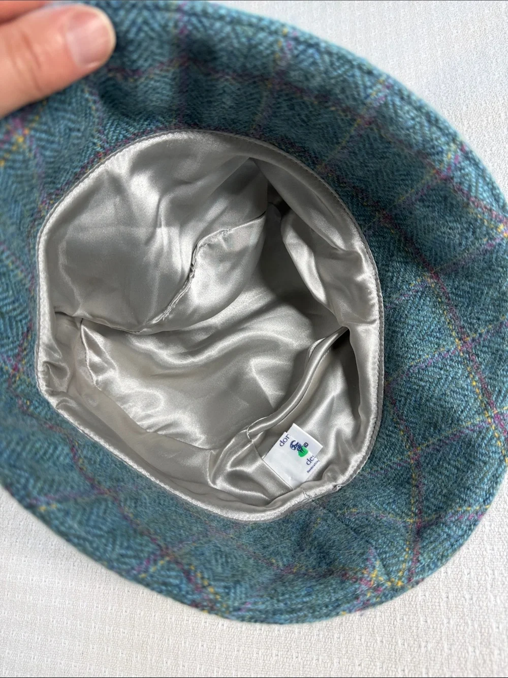 Donegal Design wool turquoise plaid bucket hat made in Ireland